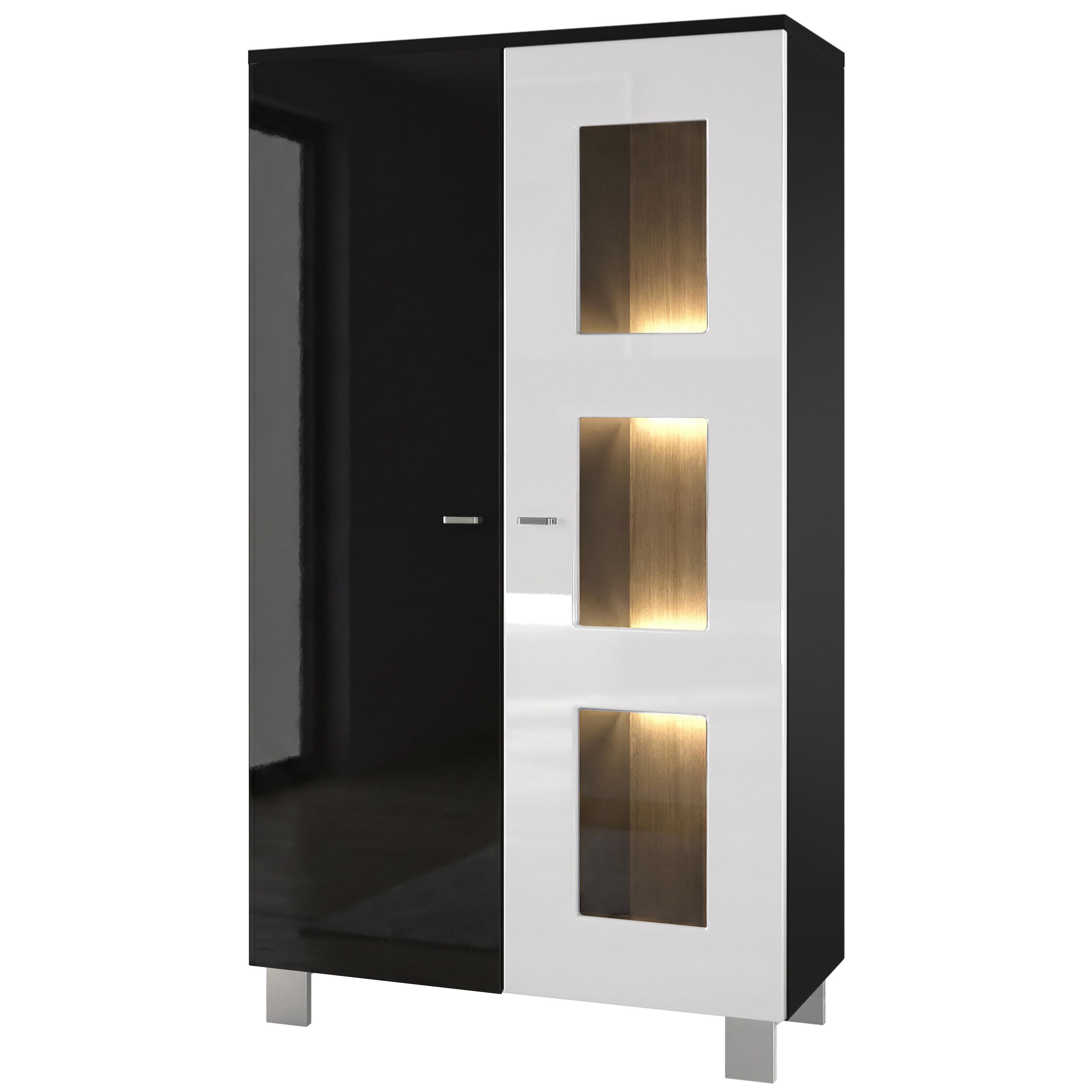 VITRINE Denjo Tür in Weiß Hochglanz - Weiß Hochglanz, Holzwerkstoff (71/129/35cm) - Vladon