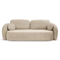 BETTSOFA AMICO Creme Geflochtener Stoff mit Schlaffunktion - Creme, Holz (238/86.5/101cm) - MASSENO