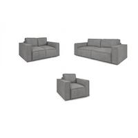 SOFASET Vajana 3-2-1 - Grau, Holzwerkstoff/Textil (240/86/102cm) - Fun Möbel