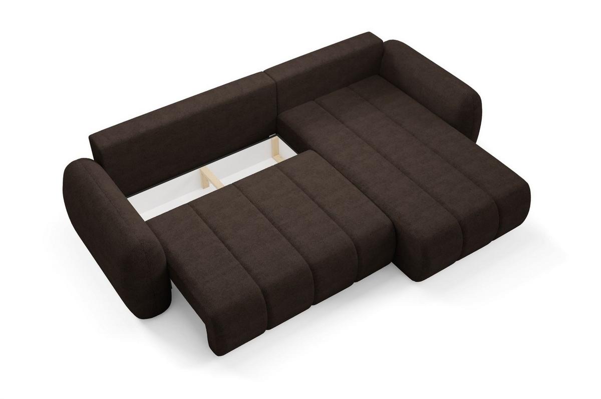 ECKSOFA Caria Mit Schlaffunktion - Braun, Holzwerkstoff/Textil (304/190cm) - Fun Möbel