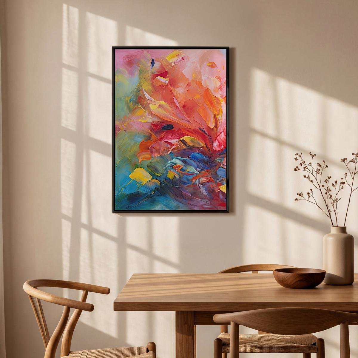 LEINWAND Bilder mit Rahmen - Ölgemälde - Kunst - Abstrakt - Farbenfroh - 60x90 - Altrosa, Textil (60/90cm) - MuchoWow