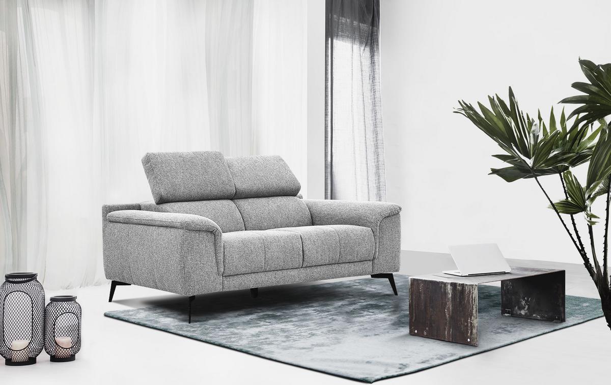 SOFA FIERO 2-Sitzer, silberfarben - Silberfarben/Schwarz, Holzwerkstoff/Textil (170/82/103cm) - Wozimo