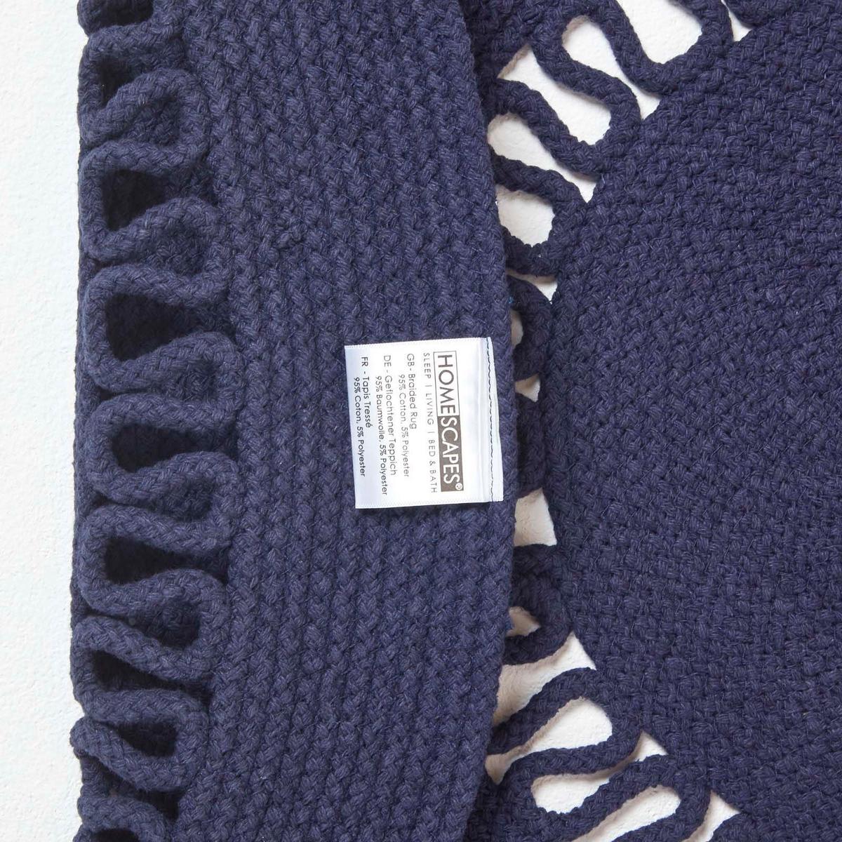 TEPPICH geflochten rund mit Häkel-Muster 70 cm - Dunkelblau, Textil (70/70cm) - Homescapes