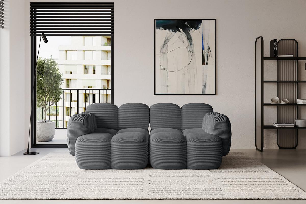 2-SITZER modulares Sofa Miko-S1 214x118x75 cm Dunkelgrau Cord - Graphitfarben/Schwarz, Holzwerkstoff/Kunststoff (214/75/118cm) - ALTDECOR