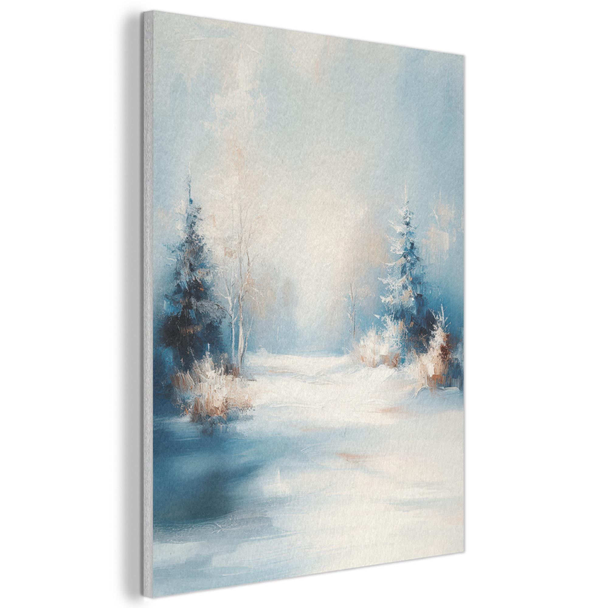 AKUSTIKBILD Wald - Winter - Natur - Abstrakt - Schnee Wanddeko 70x100 cm - Weiß, Kunststoff (70/100/0.9cm) - MuchoWow