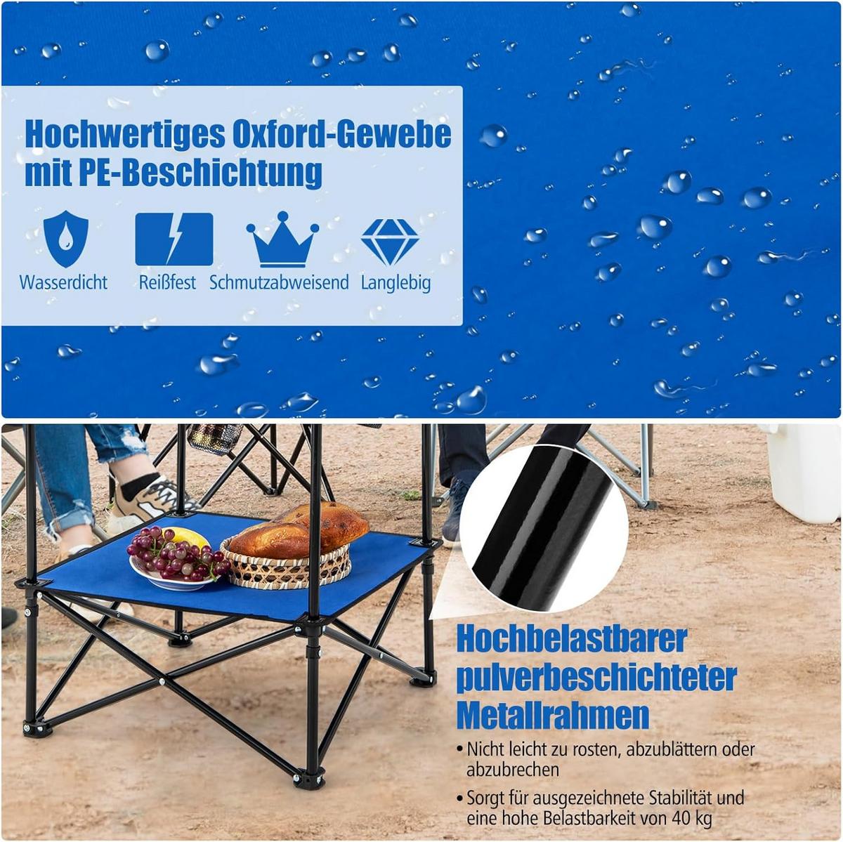 CAMPINGTISCH Blau - Blau, Textil (72/72/59cm) - COSTWAY