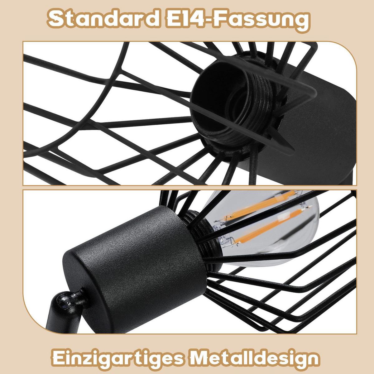 DECKENSTRAHLER Stella 3-flammig 20/20/10 cm - Schwarz, Metall (20/20/10cm) - Nettlife