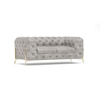 CHESTERFIELD-SOFA 2-Sitzer Vertex Grau Samt - Goldfarben/Grau, Holz/Textil (185/75/100cm) - S-Style Möbel