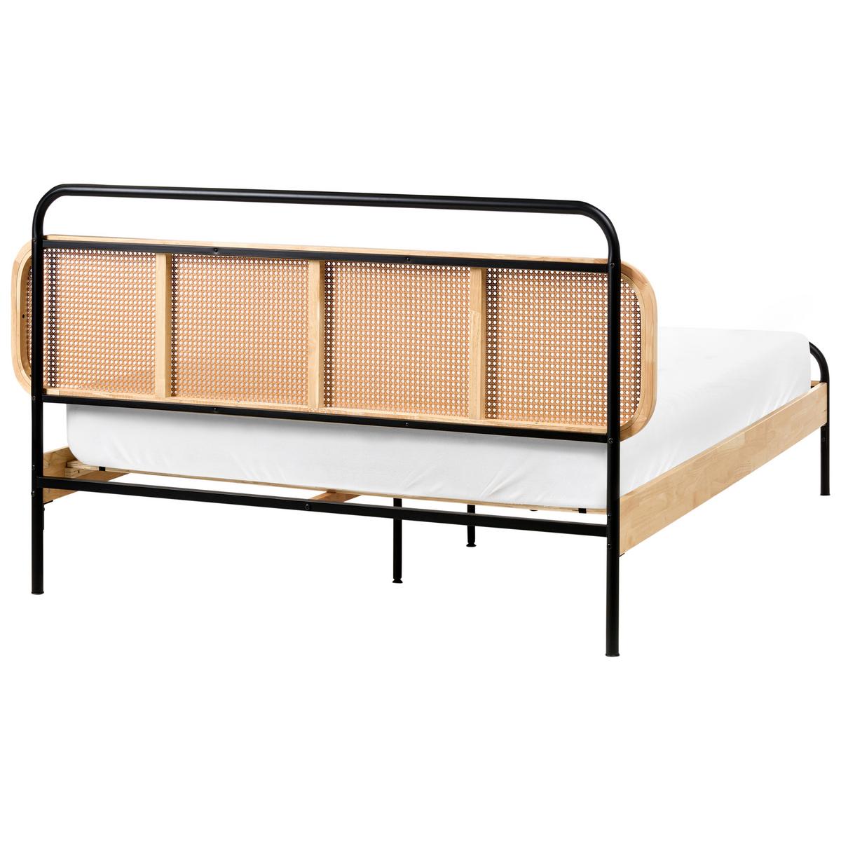 BETT mit Lattenrost 140/200 cm Hellbraun Boussicourt - Hellbraun/Schwarz, Holz (140/200cm) - Beliani