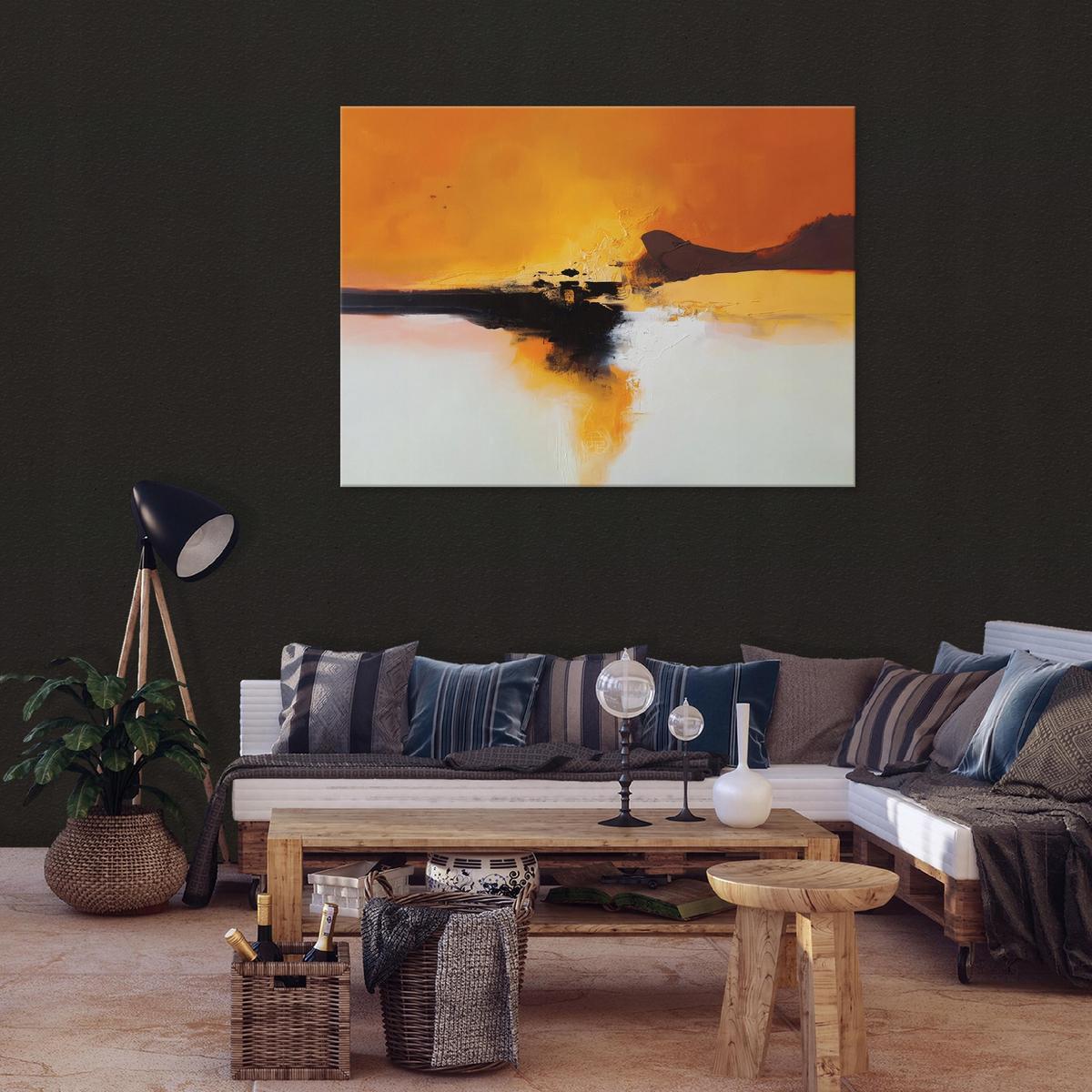 LEINWANDBILD Abstrakt Dachboden Orange 100x70 cm - Multicolor, Holzwerkstoff (100/70cm) - Wallarena