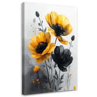 LEINWANDBILD, Gelb schwarze botanische Blumen - Gelb, Textil (60/90cm) - Feeby