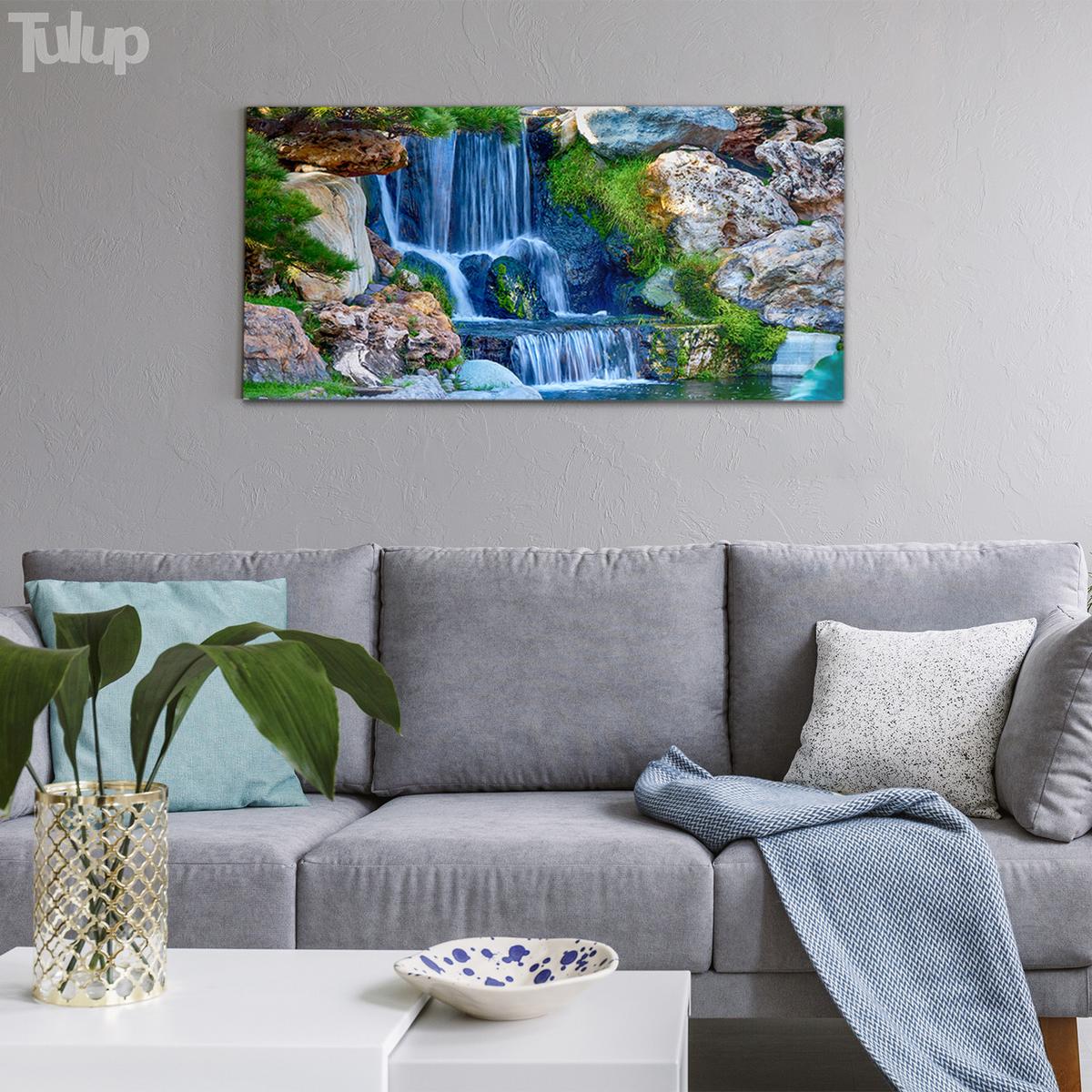GLASBILD 120x60 cm Landschaftspanorama - Blau/Grün, Glas (120/60cm) - TULUP