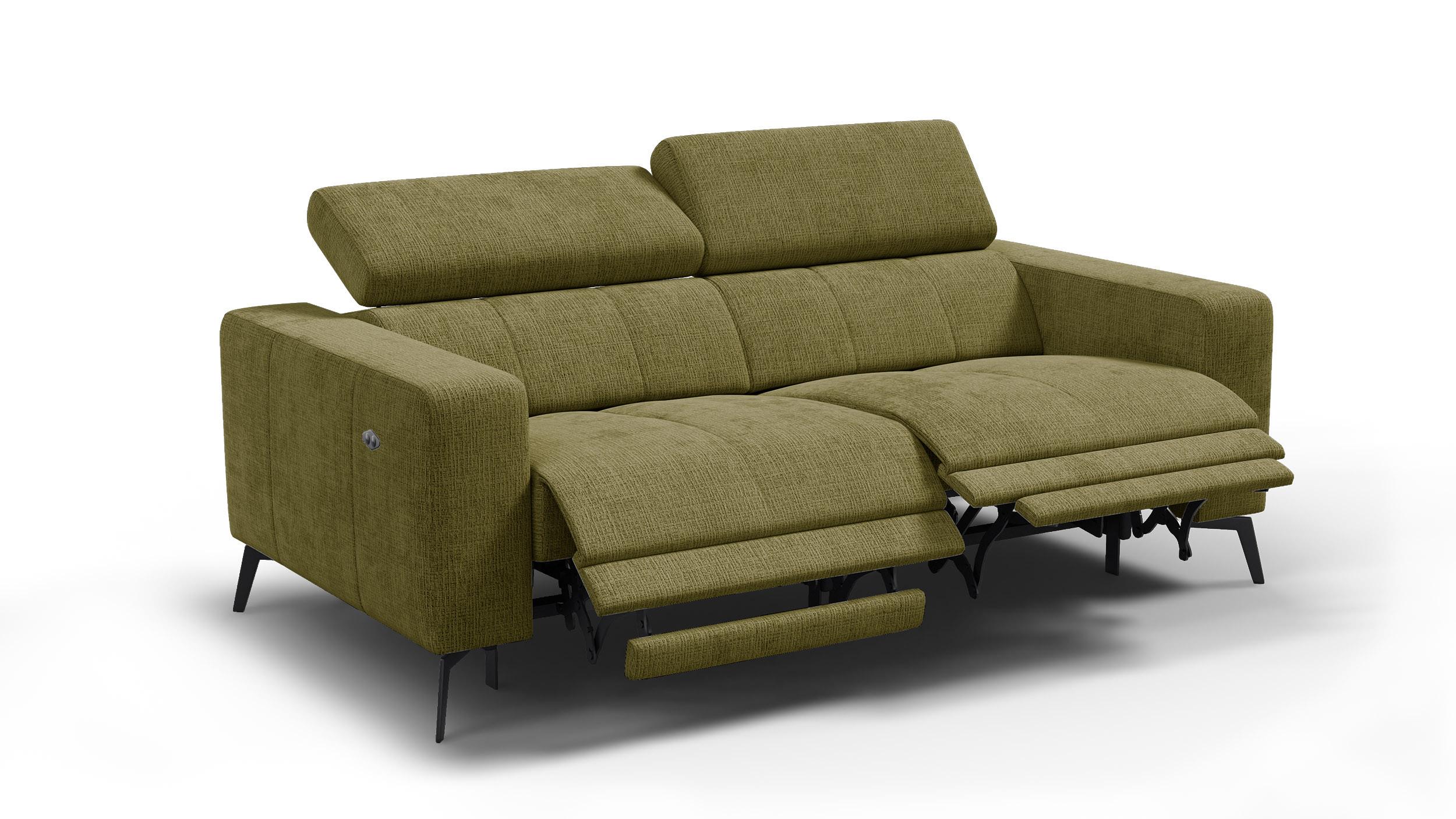 RELAXSOFA MORELLO 3-Sitzer, olive, 2 x Relax Zero Gravity - Olivgrün, Holz/Textil (206/82/103cm) - Wozimo