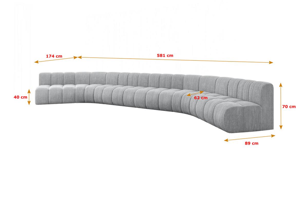 WOHNLANDSCHAFT modulares Sofa Montra-U2 - 581x174x70 cm Grau - Grau, Holzwerkstoff/Textil (581/70/174cm) - ALTDECOR