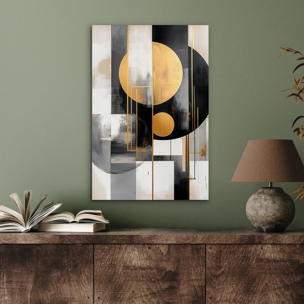 METALLBILD Abstrakt - Gold - Silber - Formen - Ästhetisch - Modern Deko Schlafzimmer 40x60 cm - Goldfarben, Metall (40/60cm) - MuchoWow