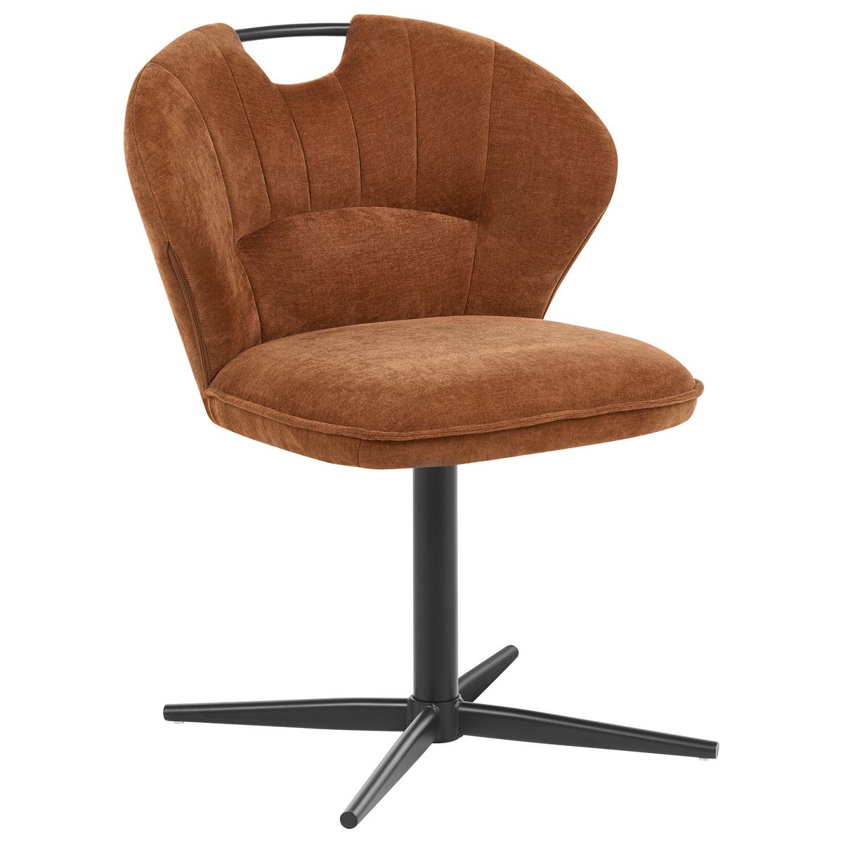 STUHL 2er-Set drehbar Chenillegewebe Goldbraun Worcester - Goldfarben, Textil/Metall (48/80/65cm) - Beliani