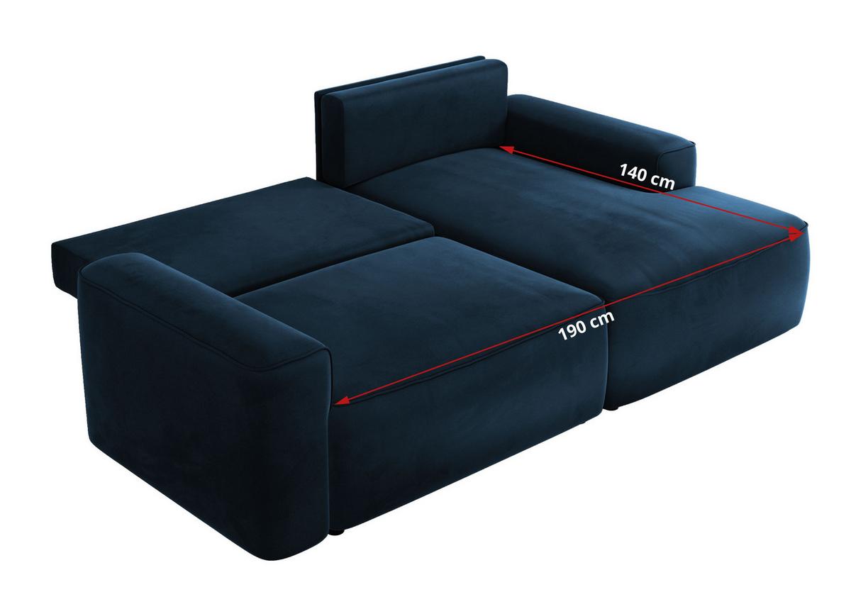 ECKSOFA BELLUNO L Dunkelblau Velvet - Links - Blau/Schwarz, Textil (144/233cm) - MKS