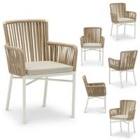 GARTENSTÜHLE AFUERA 6ER-SET - Weiß, Textil/Metall (56/85/59cm) - IDIMEX