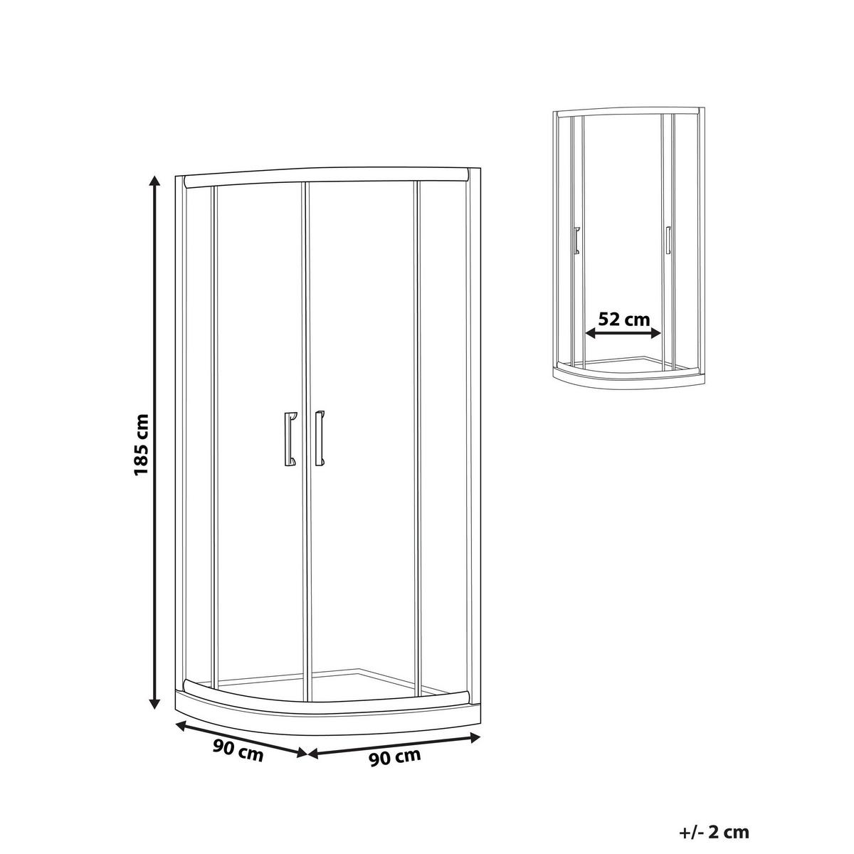 DUSCHKABINE 90/90/185 cm Schwarz Jukatan - Transparent/Schwarz, Glas (90/90/185cm) - Beliani