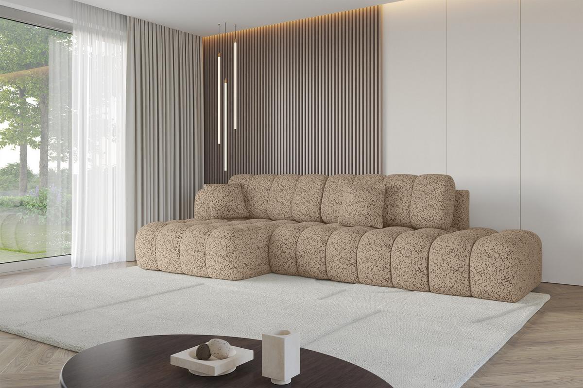 ECKSOFA mit Schlaffunktion Ottomane Links OLEA-L2 321x164x75 Braun Tissu - Alteiche/Schwarz, Holzwerkstoff/Kunststoff (321/164cm) - ALTDECOR