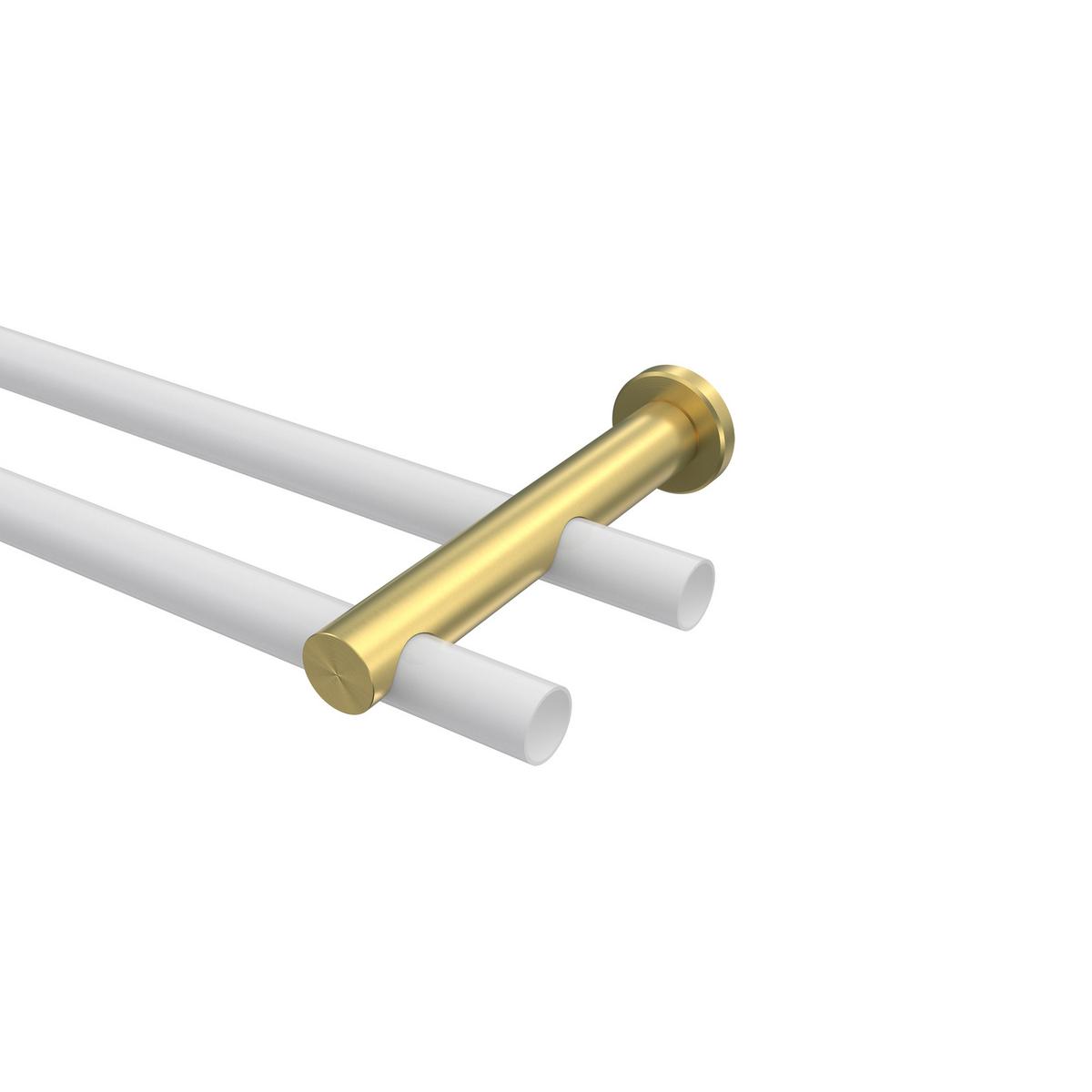 TRÄGER FÜR GARDINENSTANGEN 20 mm Ø, Platon 2-läufig, Messing-Optik - Messingfarben, Metall (16/4/4cm) - INTERDECO