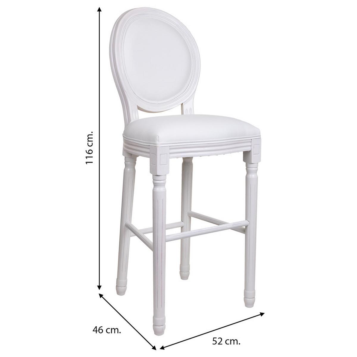 BARHOCKER aus Holz 52x46x116 cm - Weiß, Fell (52/116/46cm) - Wanderlust