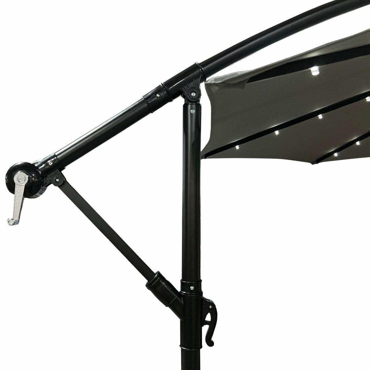 GARTENSCHIRM mit LED, Solar Grau 300/245/300 - Grau, Textil/Metall (300/300cm) - RAUMHIRSCH FURNITURE