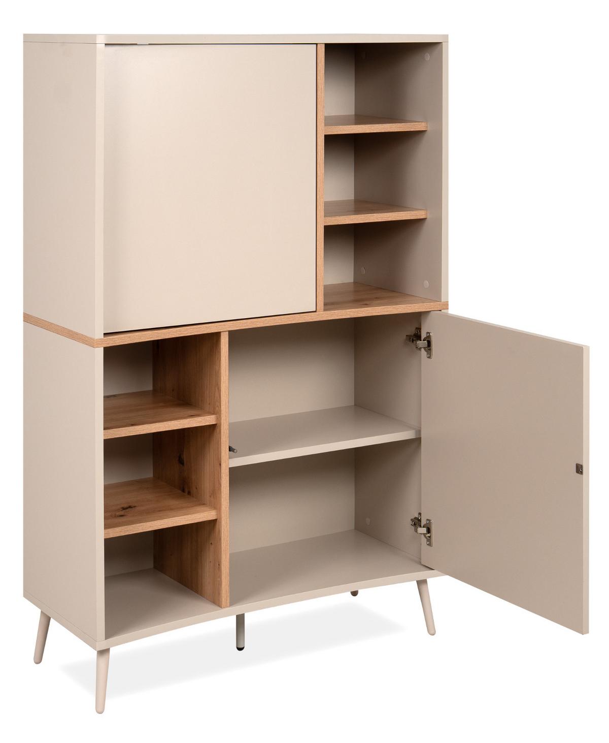 HIGHBOARD Kaschmir, Eiche Artisan 90 x 140 cm, Kommode mit Push-to-Open - Kaschmir/Eiche Artisan, Holzwerkstoff (90/140/37.5cm) - Furn.Design
