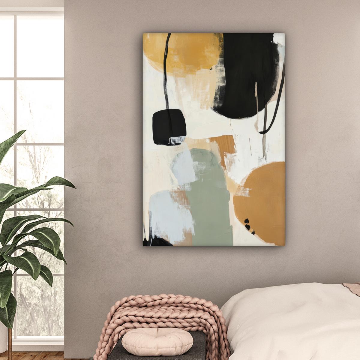 LEINWANDBILD Farbe - Abstrakt - Farben Deko XXL 80x120 cm - Currygelb, Textil (80/120cm) - MuchoWow