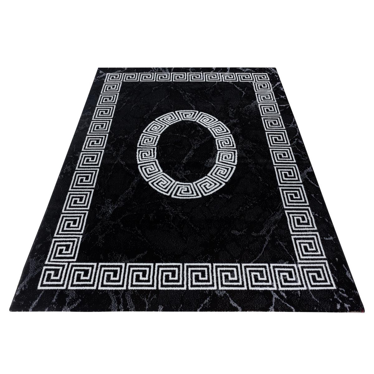 KURZFLORTEPPICH INN, mit Mäander-Muster, Schwarz, 80 x 150 cm - Schwarz, Textil (80/150cm) - KADIMA DESIGN