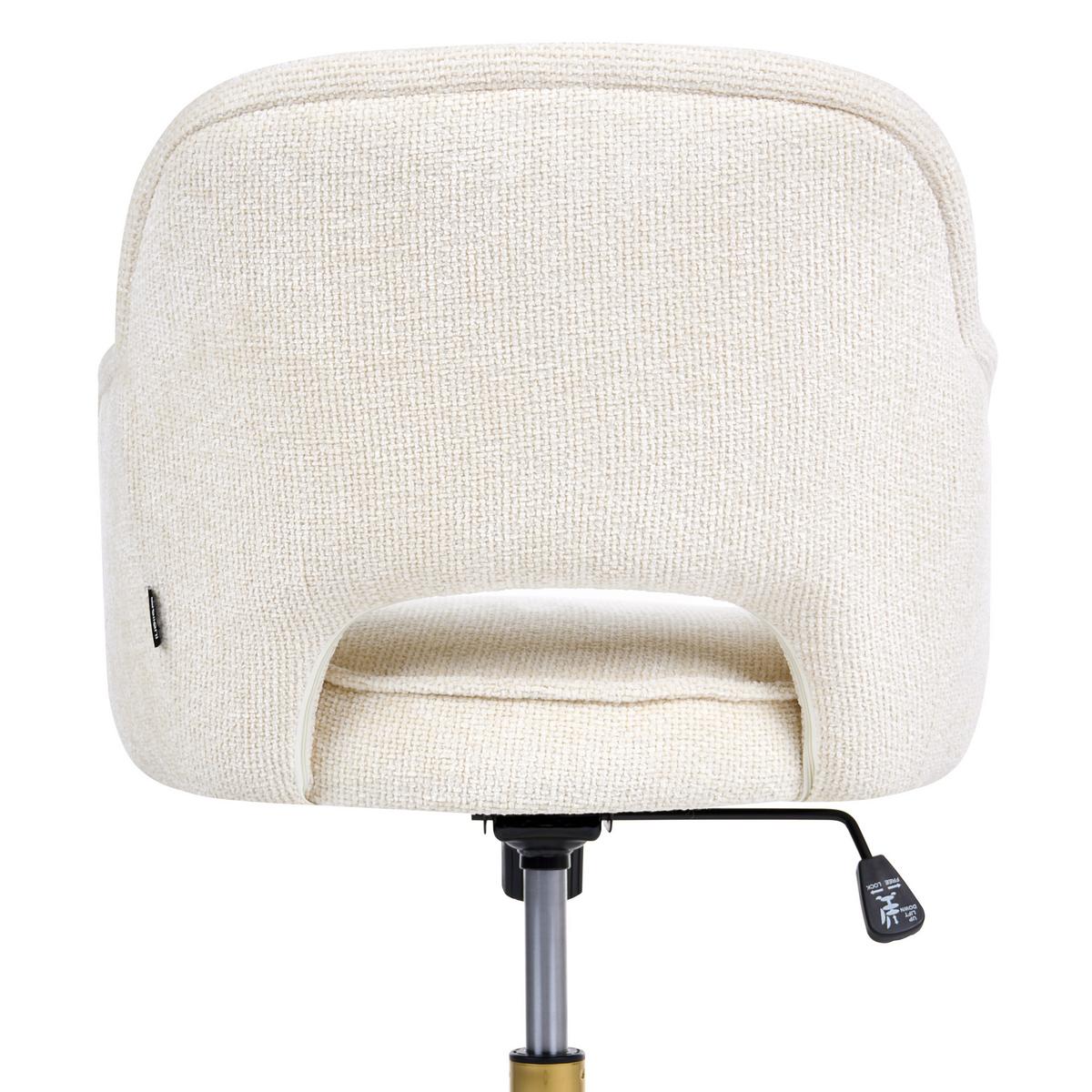 SCHREIBTISCHSTUHL Chenillegewebe Cremeweiß Ember - Creme, Textil (60/81/60cm) - Beliani