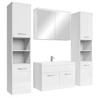 BADMÖBEL-SET Paso LED 5 Teile Weiß Hochglanz - 80 x 35 x 55 cm - Weiß, Holz (80/55/40cm) - Badplaats
