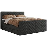 BOXSPRINGBETT PARIS KING DUO - 180/200 - Dunkelgrau Struktur - H3 - Dunkelgrau, Holz/Textil (180/200cm) - MKS