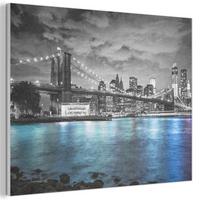 AKUSTIKBILD New York - Skyline - Stadt - Blau Wanddeko 70x50 cm - Blaugrau, Kunststoff (70/50/0.9cm) - MuchoWow