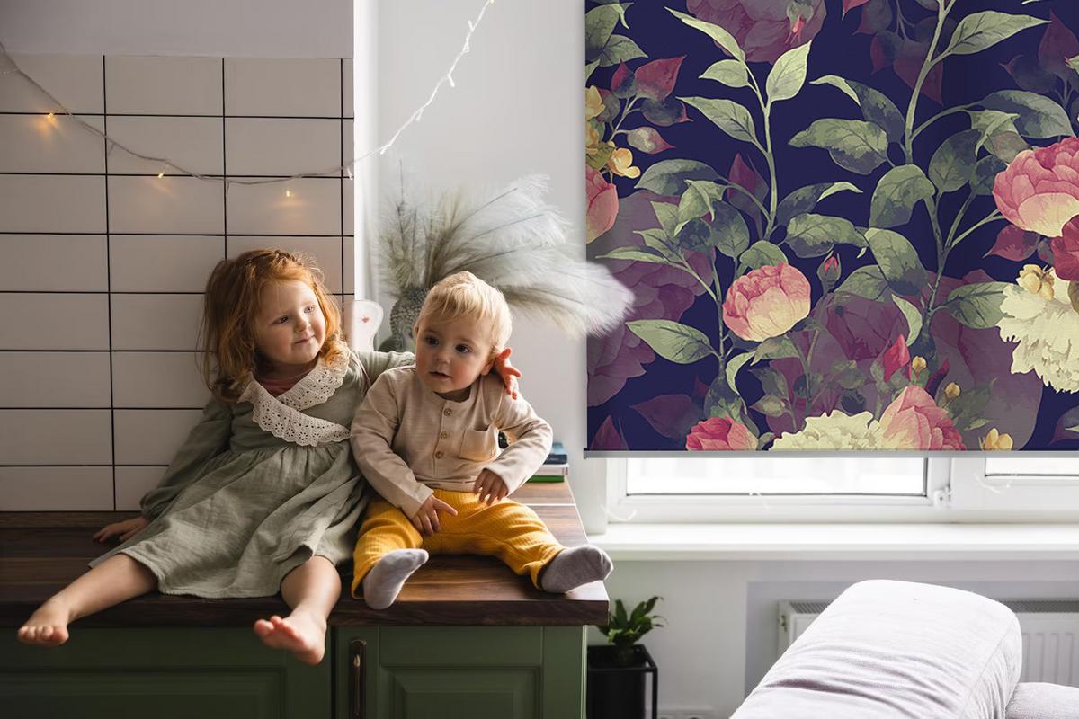 INNENROLLO - Fensterrollo - Rollo - 100x100 cm - Blumen - Grün, Kunststoff (100/100/0.5cm) - TULUP