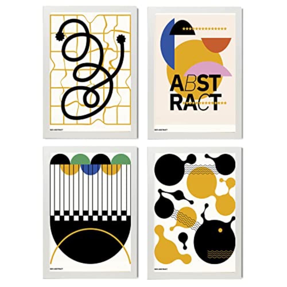 POSTER Set mit 4 abstrakten Kubismus A3 Weißer Rahmen - Weiß, Papier (29.7/3cm) - Nacnic