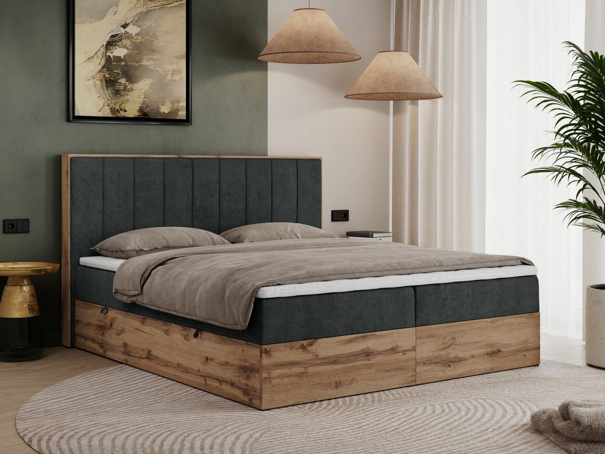 BOXBETT BELLISSIMO 200/200 Dunkelgrau Struktur - H4 - Dunkelgrau, Holz/Textil (200/200cm) - MKS