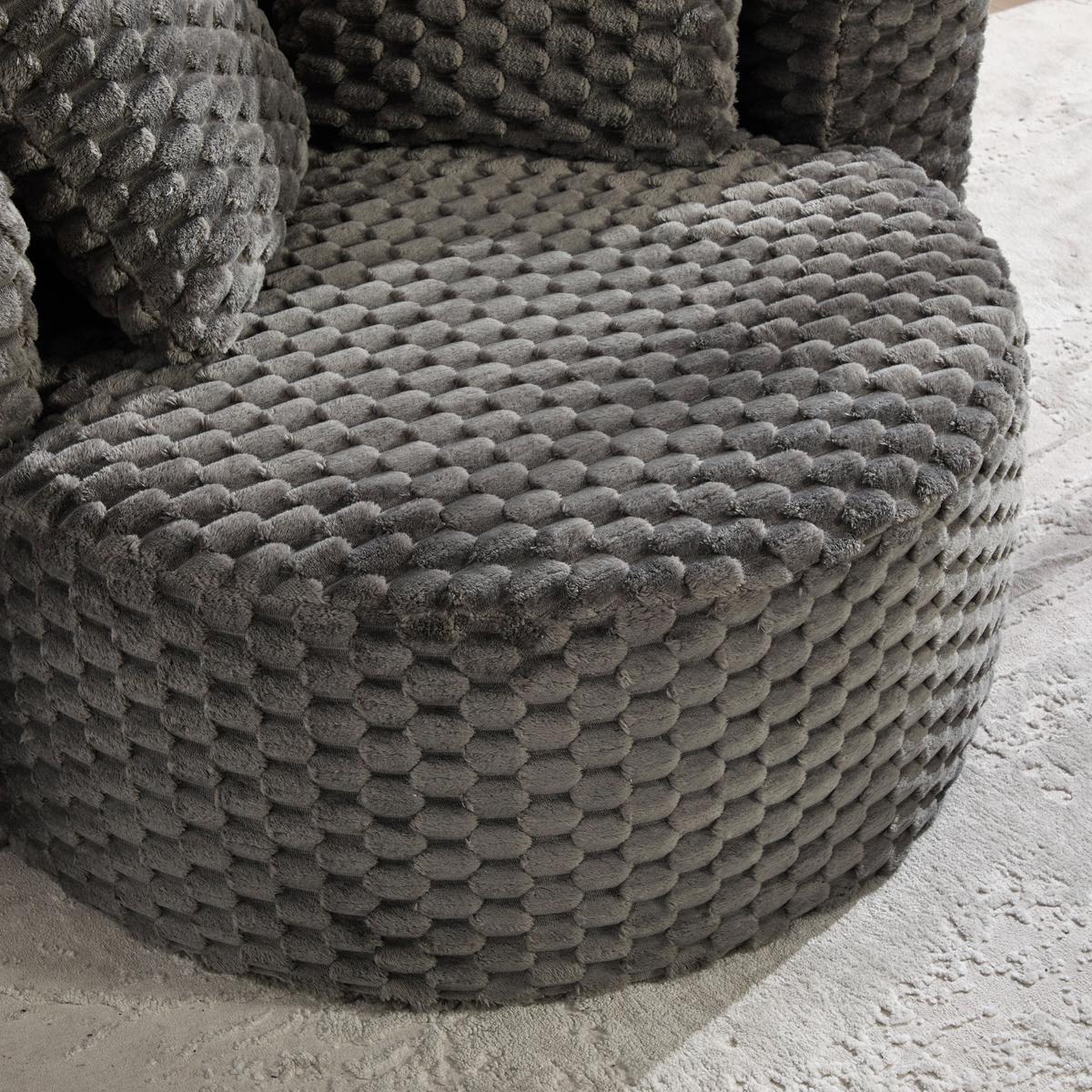 LOUNGESESSEL Mit Hocker Übergroß Rund Komprimiert Ohne Montage - Dunkelgrau, Textil (129/65/116cm) - Urban Meuble