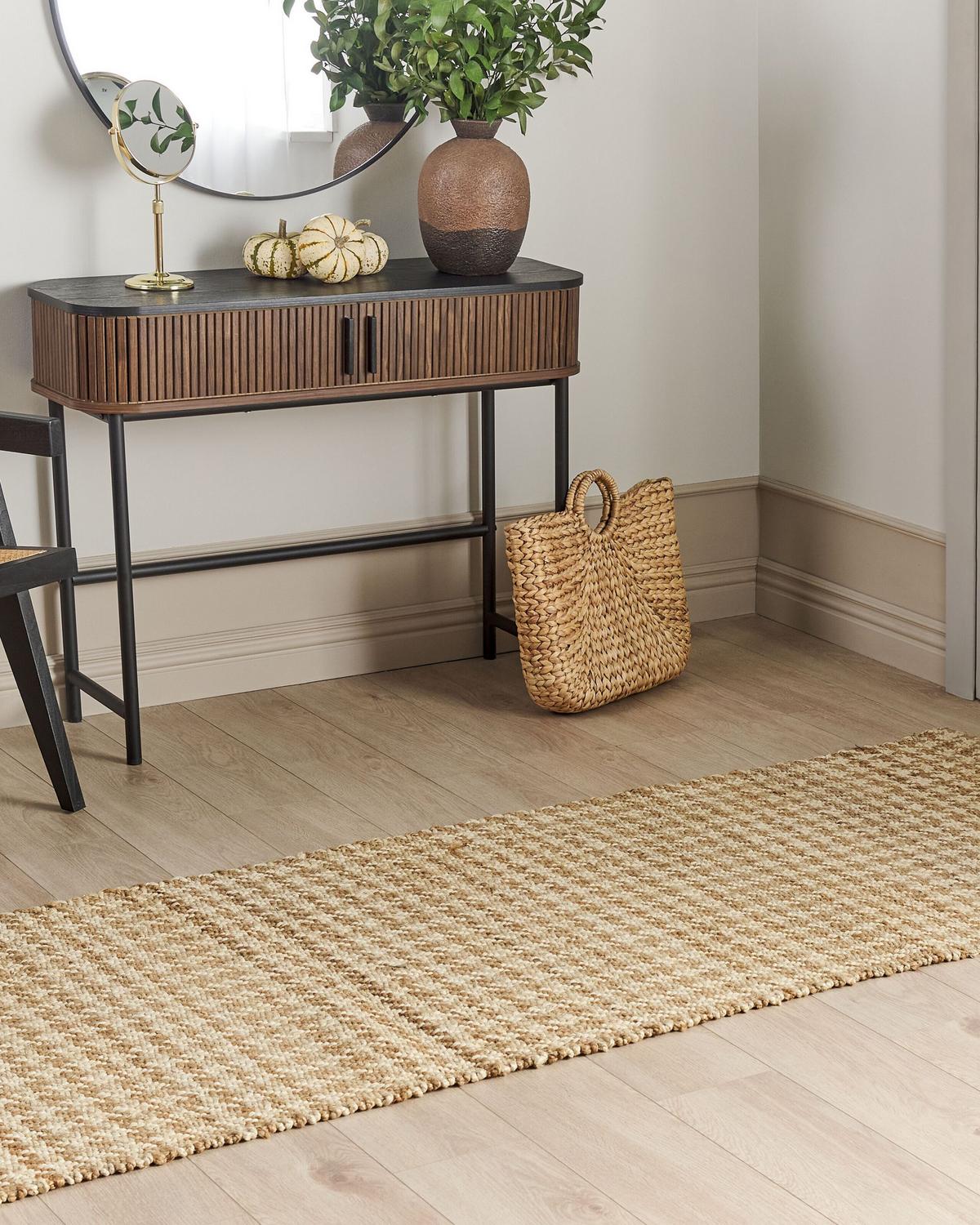 KURZFLOR-TEPPICH Beige 80/300 cm Araptepe - Beige, Naturmaterialien (80/300cm) - Beliani