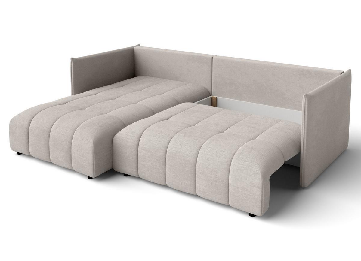 ECKSOFA L Form Gaziante Beige 248/180/83 cm – mit Bettkasten - Beige/Schwarz, Kunststoff/Textil (248/180cm) - AX Living