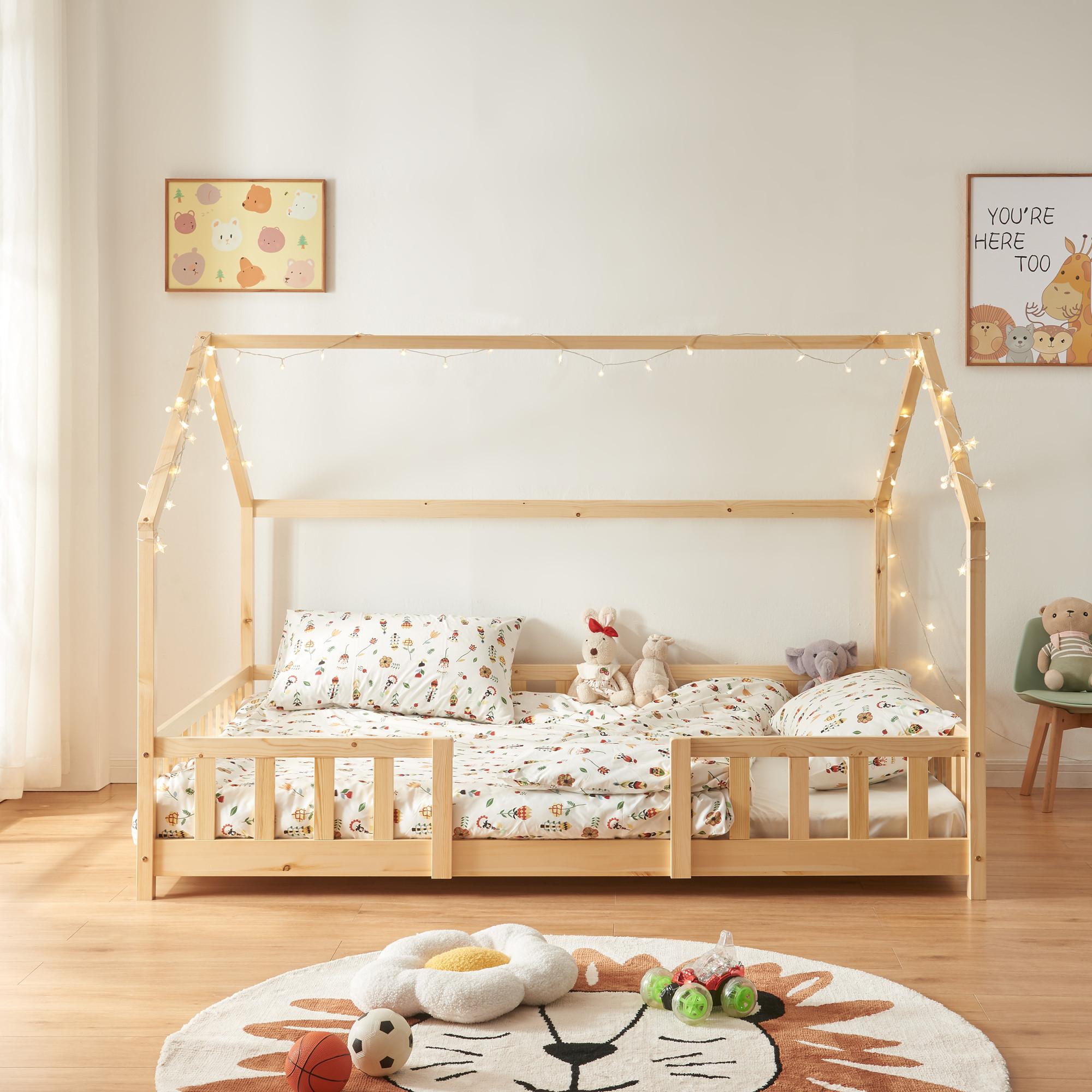 HAUSBETT Sisimiut - Naturfarben, Holz (120/200cm) - [en.casa]
