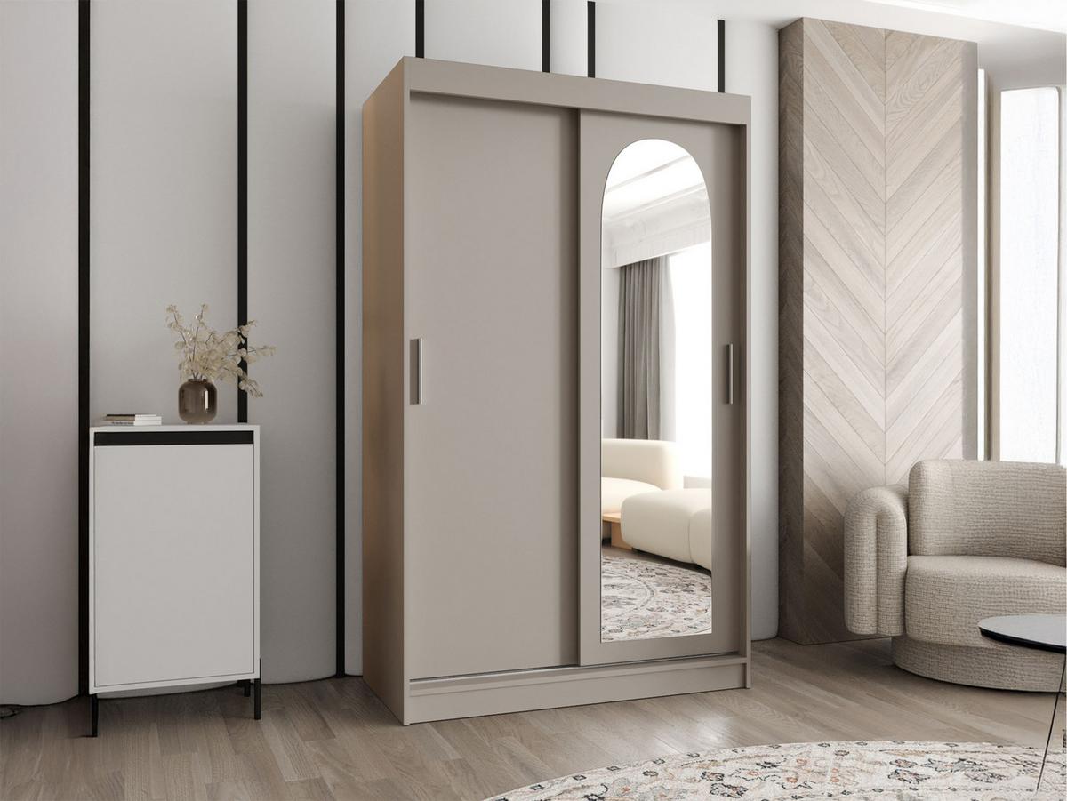 SCHWEBETÜRENSCHRANK Selfie 120 cm mit Schubladen - Kaschmir/Silberfarben, Holzwerkstoff/Kunststoff (120/200/62cm) - MIRJAN24
