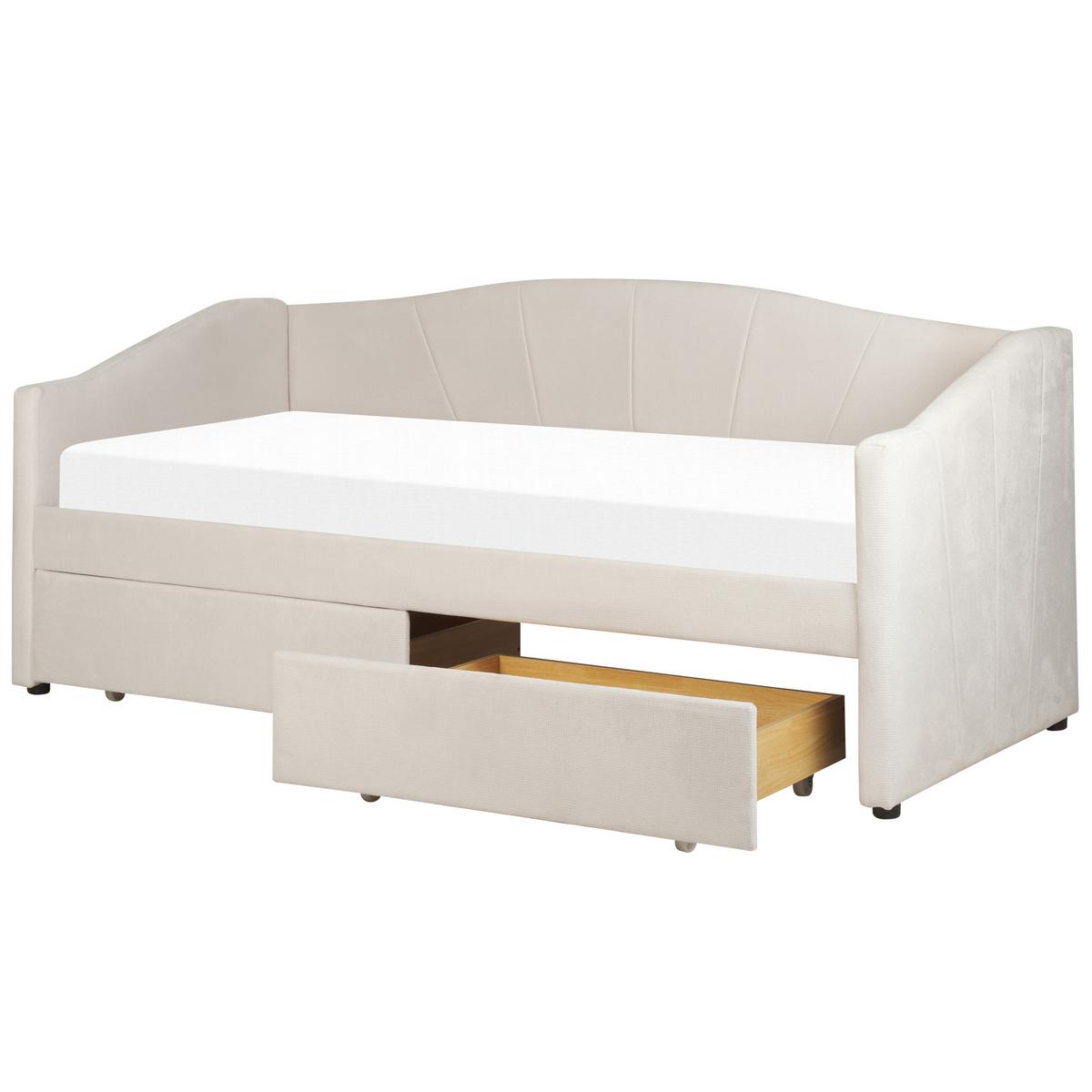 TAGESBETT mit Stauraum 90x200 cm Beige Vittel - Beige, Textil (90/200cm) - Beliani
