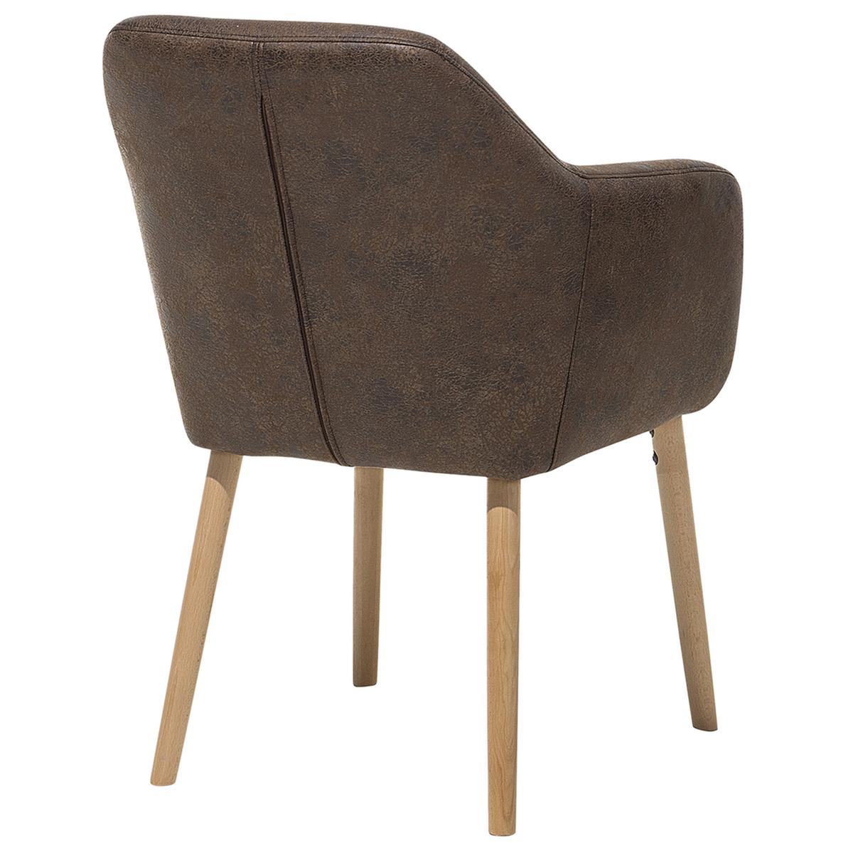 ESSZIMMERSTUHL Kunstleder Braun Yorkville - Dunkelbraun, Holz/Textil (56/82/62cm) - Beliani