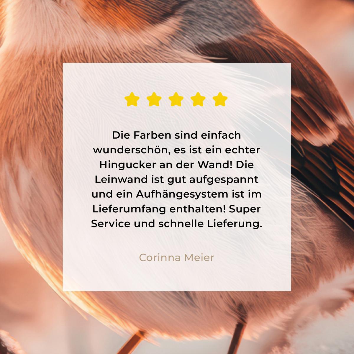 LEINWANDBILD Vogel - Zweig - Winter - Tiere - Schnee Wandbild 40x30 cm - Bernsteinfarben, Textil (40/30cm) - MuchoWow