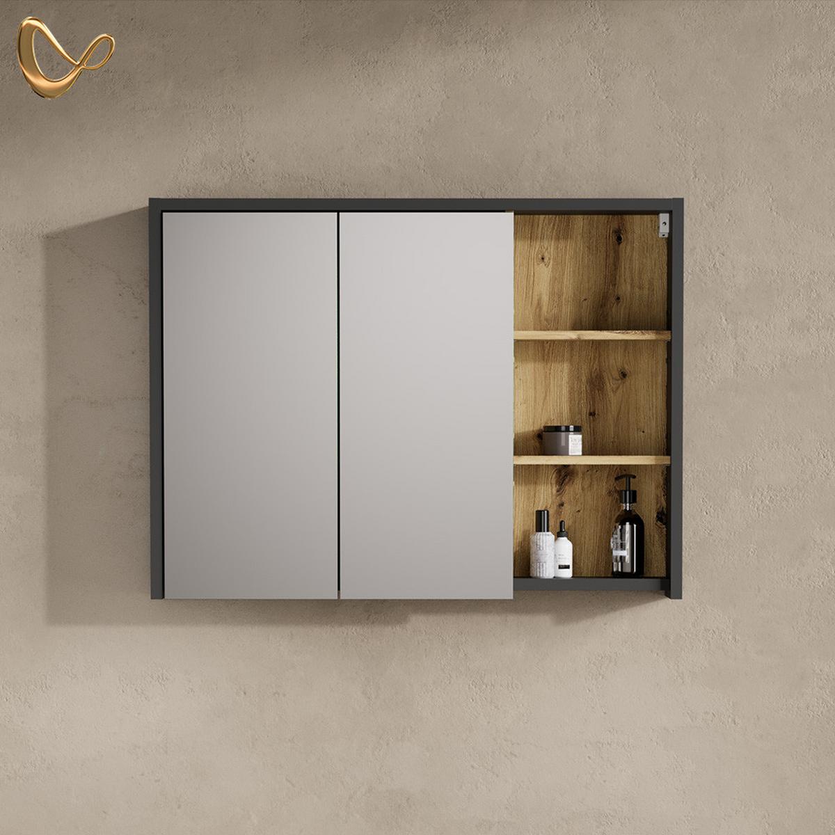 BADSPIEGELSCHRANK Vomano Artisan-Eiche 100 x 75 cm - Eiche Artisan, Holzwerkstoff (100/75/18cm) - Livinity®