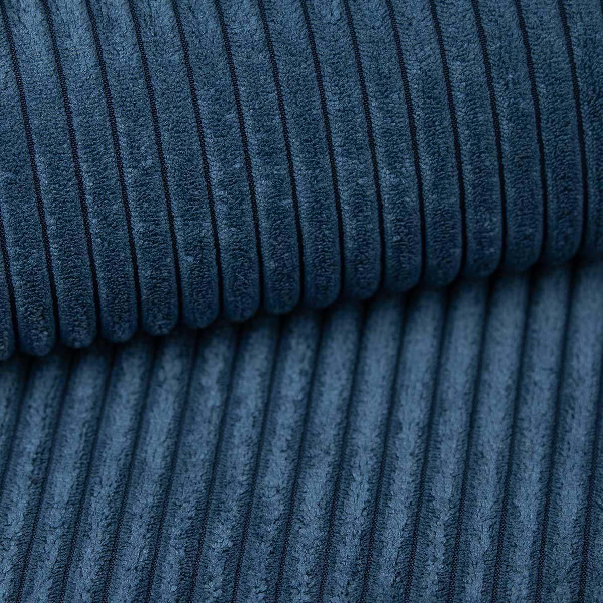 ECKSOFA Cora mit Schlaffunktion & Stauraum, Universell Rechts/Links, Blau Cord Chenille 260/82/160 cm - Blau/Schwarz, Kunststoff/Textil (250/160cm) - WFL GROUP