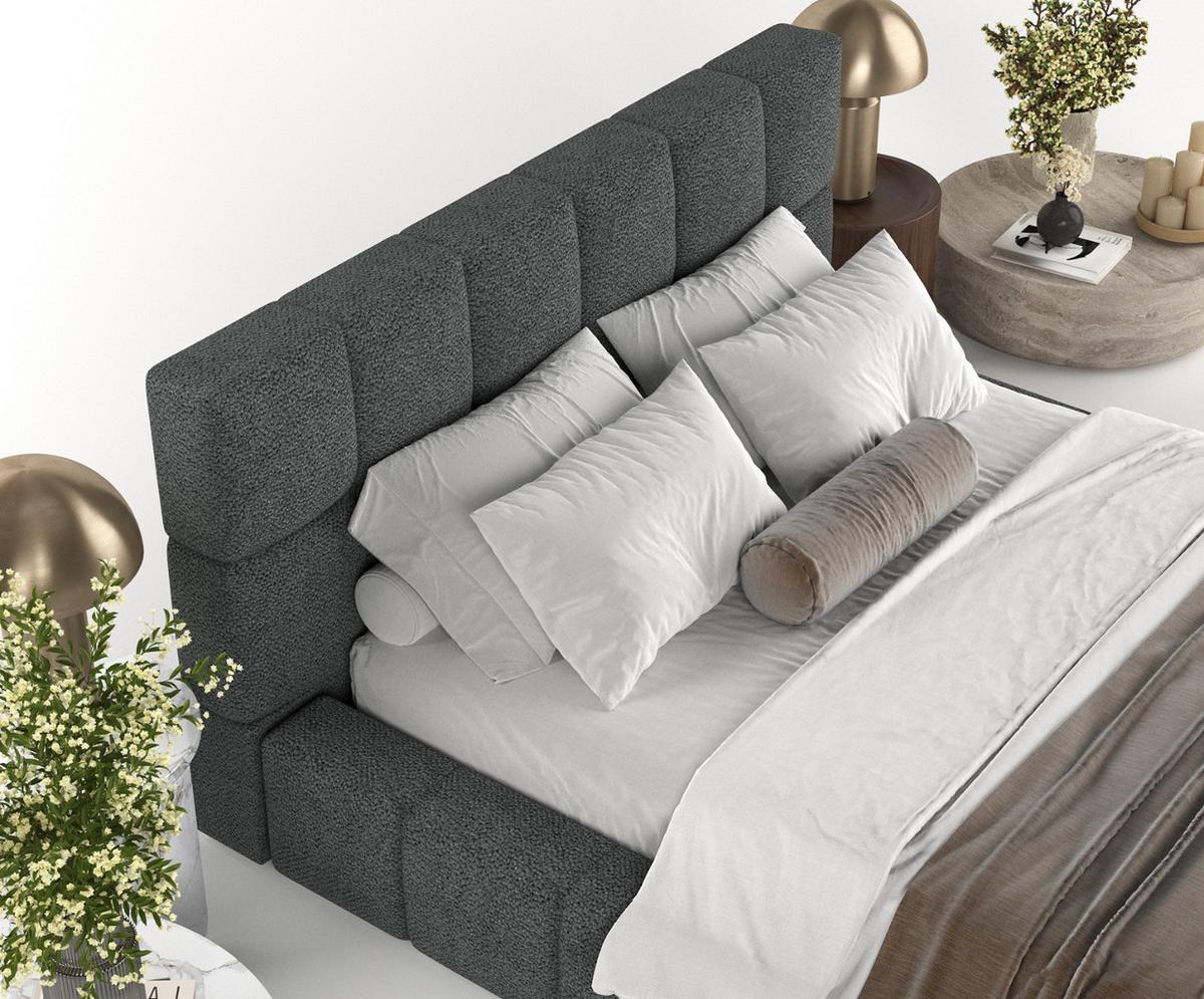 POLSTERBETT Paros mit Stauraum 180/200 cm Anthrazit im Bubble Stoff - Anthrazit/Schwarz, Holz/Holzwerkstoff (180/200cm) - AltaBeds