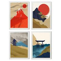 POSTER Set mit 4 japanischen Schreinen A3 Weißer Rahmen - Weiß, Papier (29.7/3cm) - Nacnic
