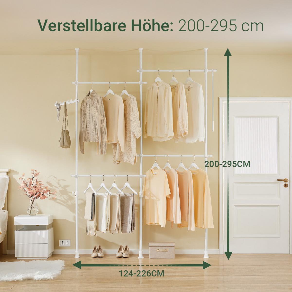 TELESKOP-KLEIDERSTÄNDER Weiß - Weiß, Kunststoff (226/295/3cm) - SoBuy